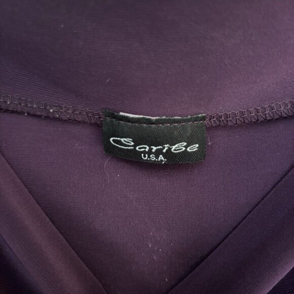 CARIBE Cold Shoulder Purple Asymmetrical Top Size 1X Plus Figure Flattering EUC - Picture 4 of 4